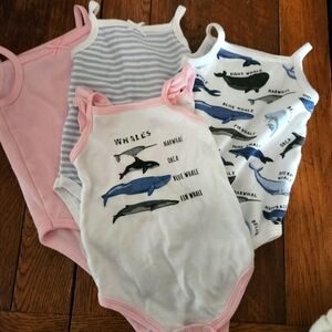 Hudson Baby Whale Print Bodysuit Set - Pink, Blue, White